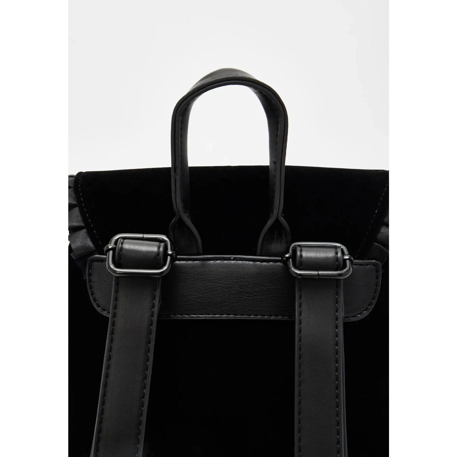 Gothic Victorian Witchy Black Velvet Embroidered Mini Backpack Bucket Purse Bag