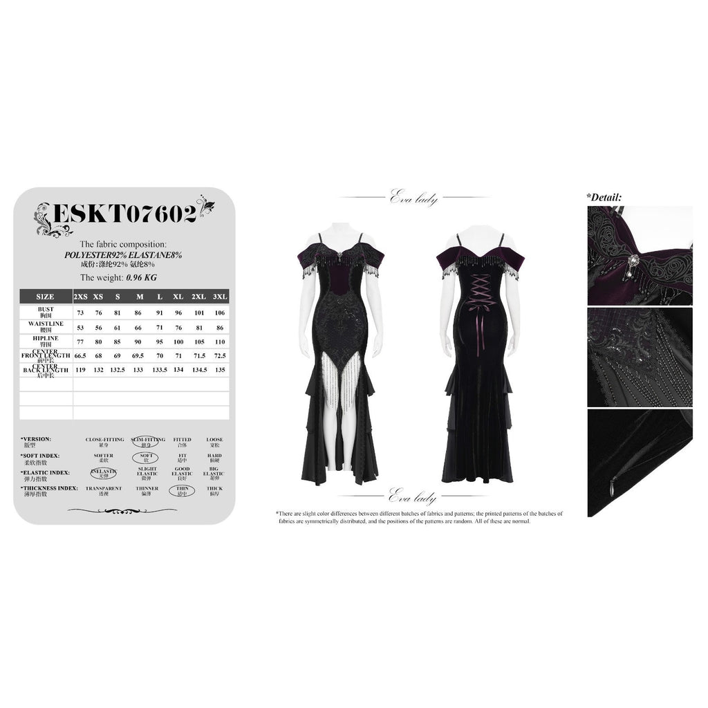 Devil Fashion Gothic Victorian 'Vampire Masquerade' Purple Black Velvet Gown