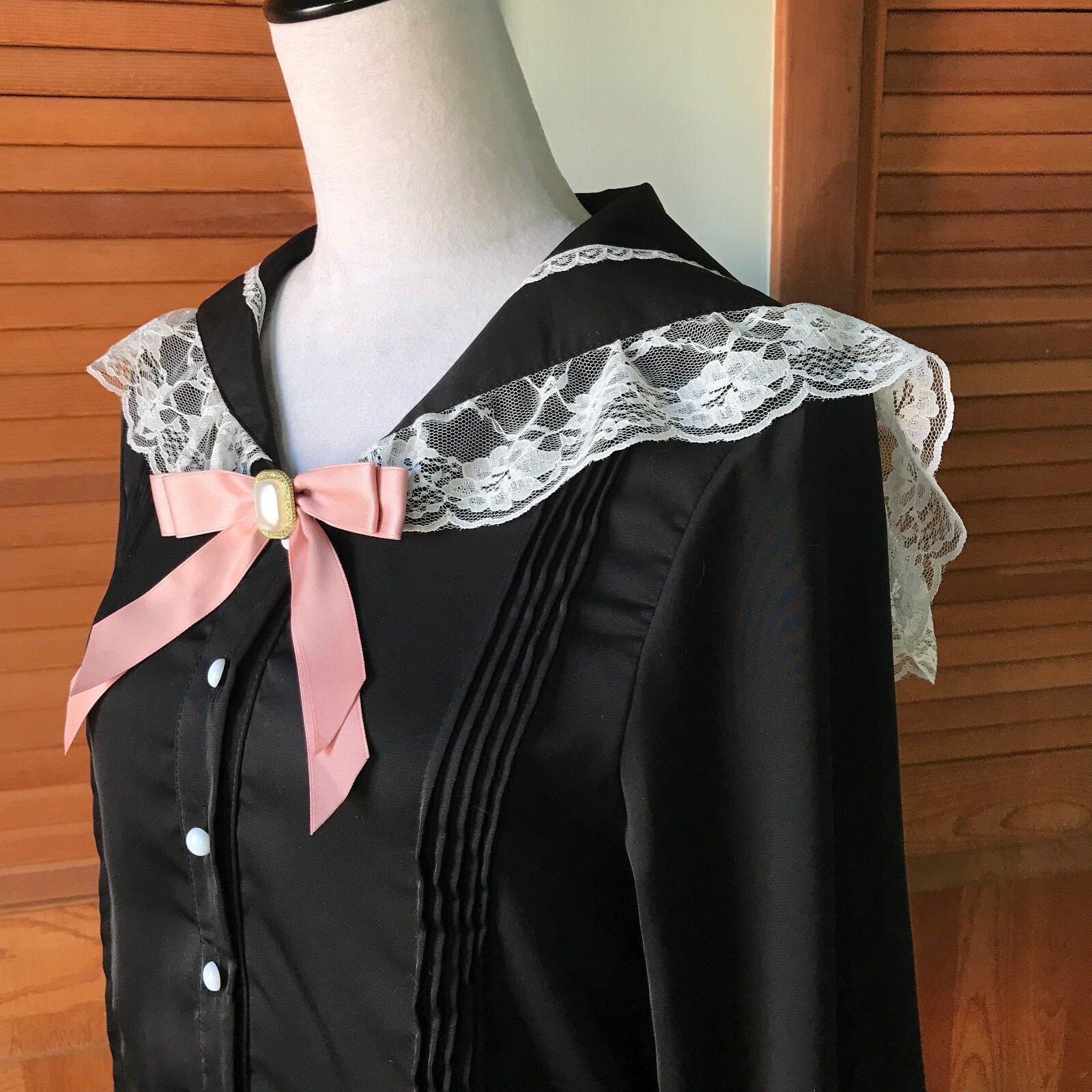 Gothic Lolita EGL J-fashion Jirai Dollcore Noir Blanc et Rose Blouse Shirt