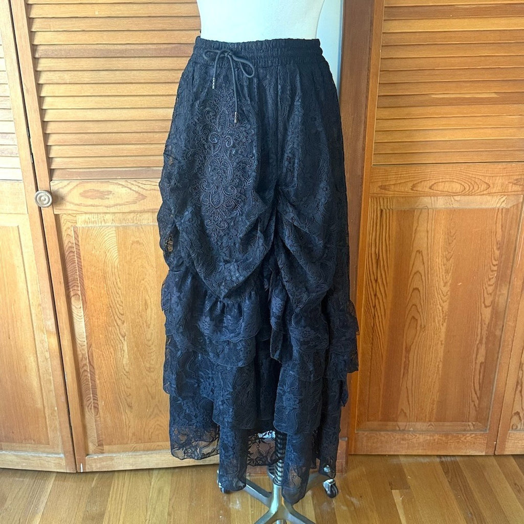 Dark in Love Gothic Victorian Vampire Vkei Black Lace & Ruffle Skirt XS-XL