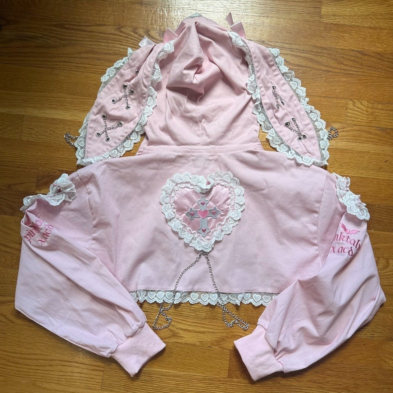 ACDC Rag J-Fashion Gyaru EGL Punk Bunny Heart Cross Bows PINK Hoodie Jacket