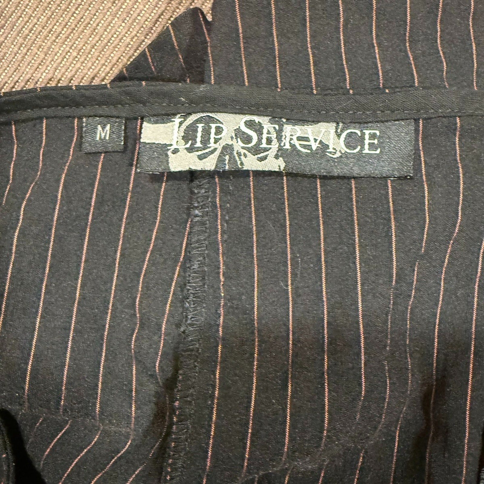 Vintage Lip Service Gangsta Pranksta Goth Punk Y2K Fishtail Striped Knee Skirt M