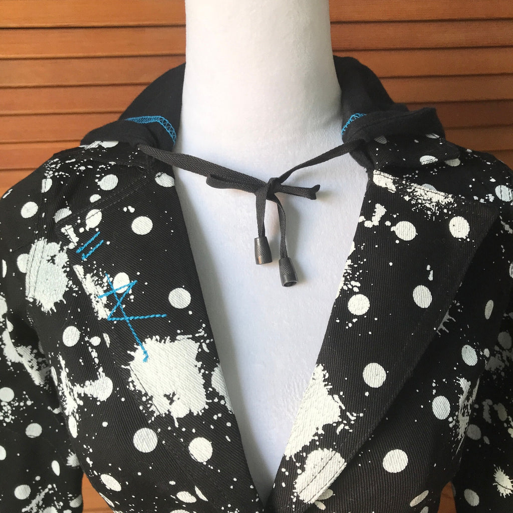 Vintage Lip Service Polka Splatz Punk Goth Hooded Jacket XS