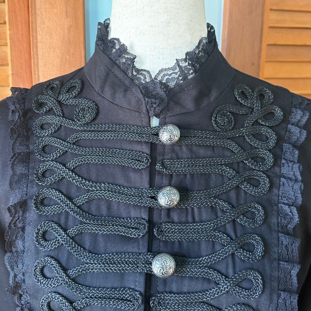 Gothic Victorian Vampire Military Black Tailcoat Jacket S-M