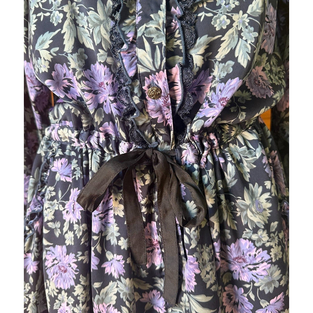 Axes Femme Kawaii Midnight Chrysanthemum Jirai Purple Black Dress M-L