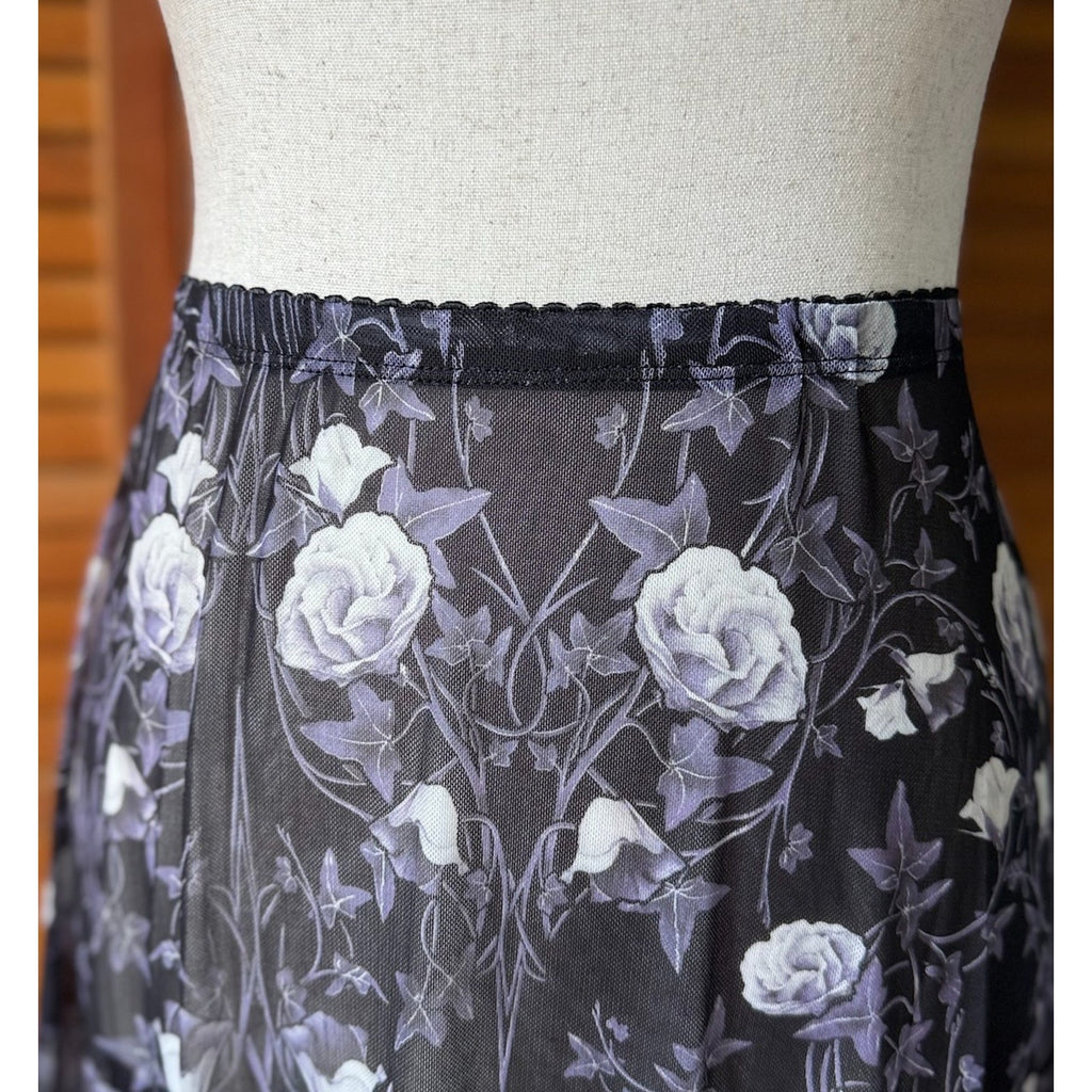 Dolls Kill Goth Victorian Fairy Funerary Roses Black Mesh Pixie Ruffle Skirt XS