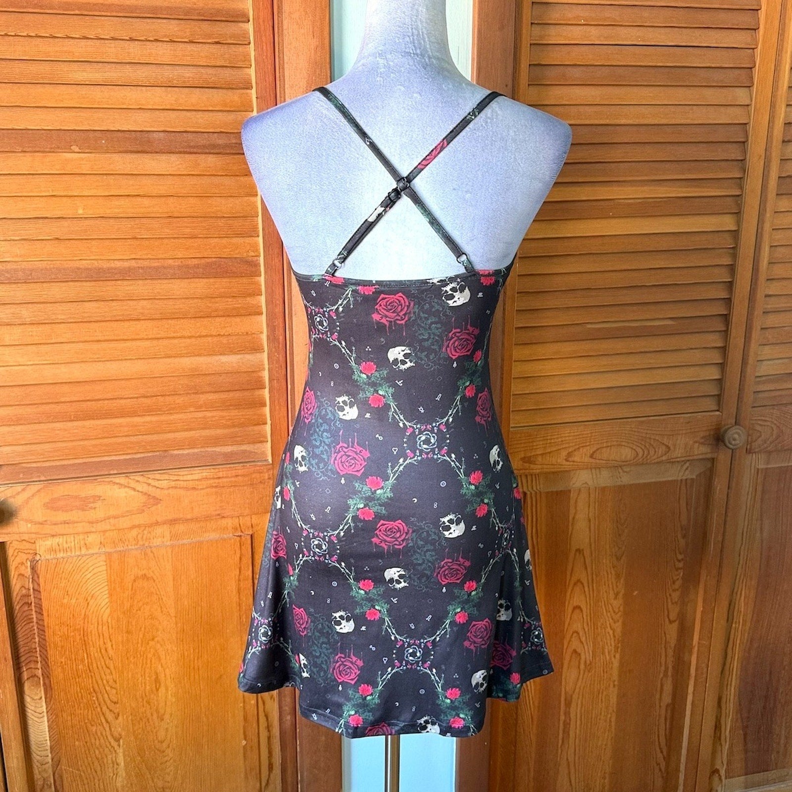 Jawbreaker Goth Punk Alt Emo Walk in the Cemetary Skull & Roses Mini Dress