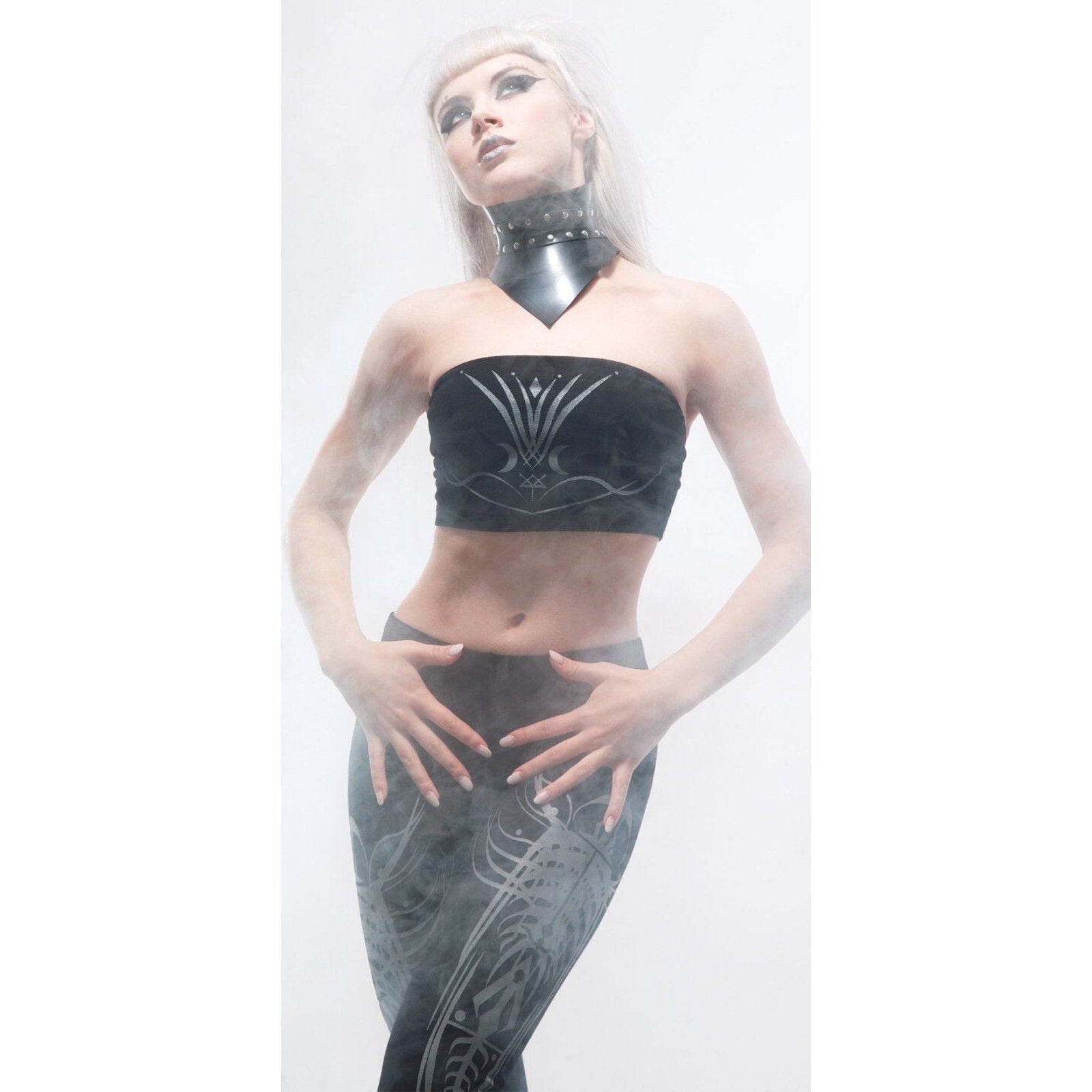 Lip Service Millennium Moon Goth Punk Cyber Tribal Goth Boob Top Black/Black XL