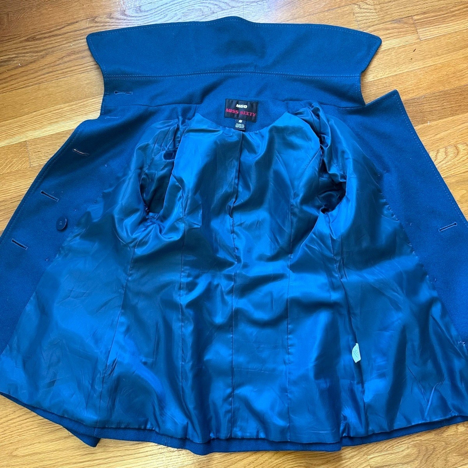 Miss Sixty J-fashion Dollcore Gyaru Himekaji Teal Wool Blend Pea Coat Jacket S