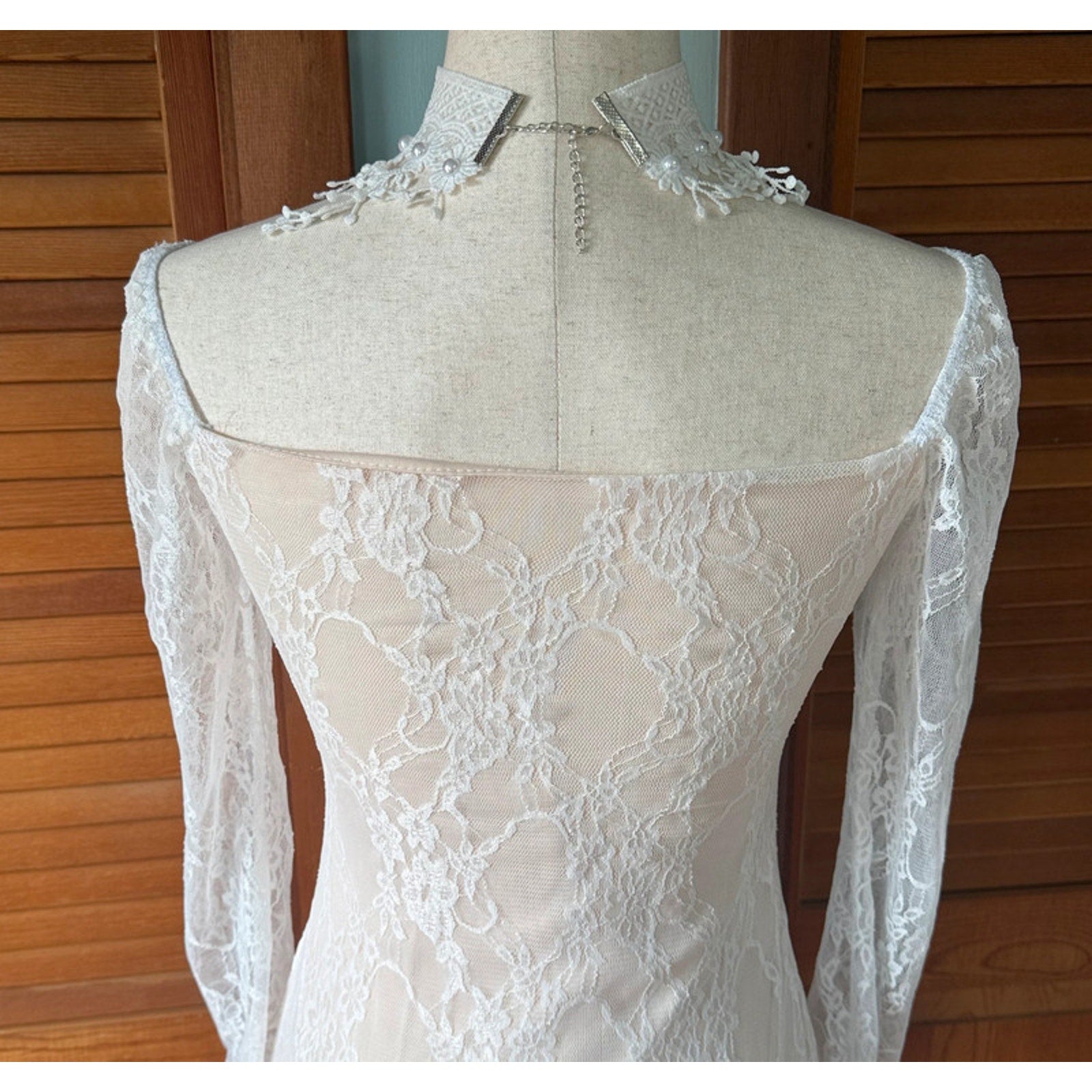 Whimsigoth Victorian Steampunk Lost Age of Innocence White Lace Rose Dress L