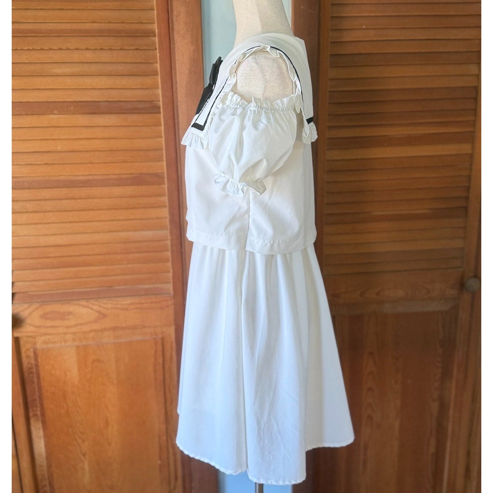 Ank Rouge J-fashion Jirai Kei Gyaru Dollcore White Sailor Collar Dress w/ Bow M