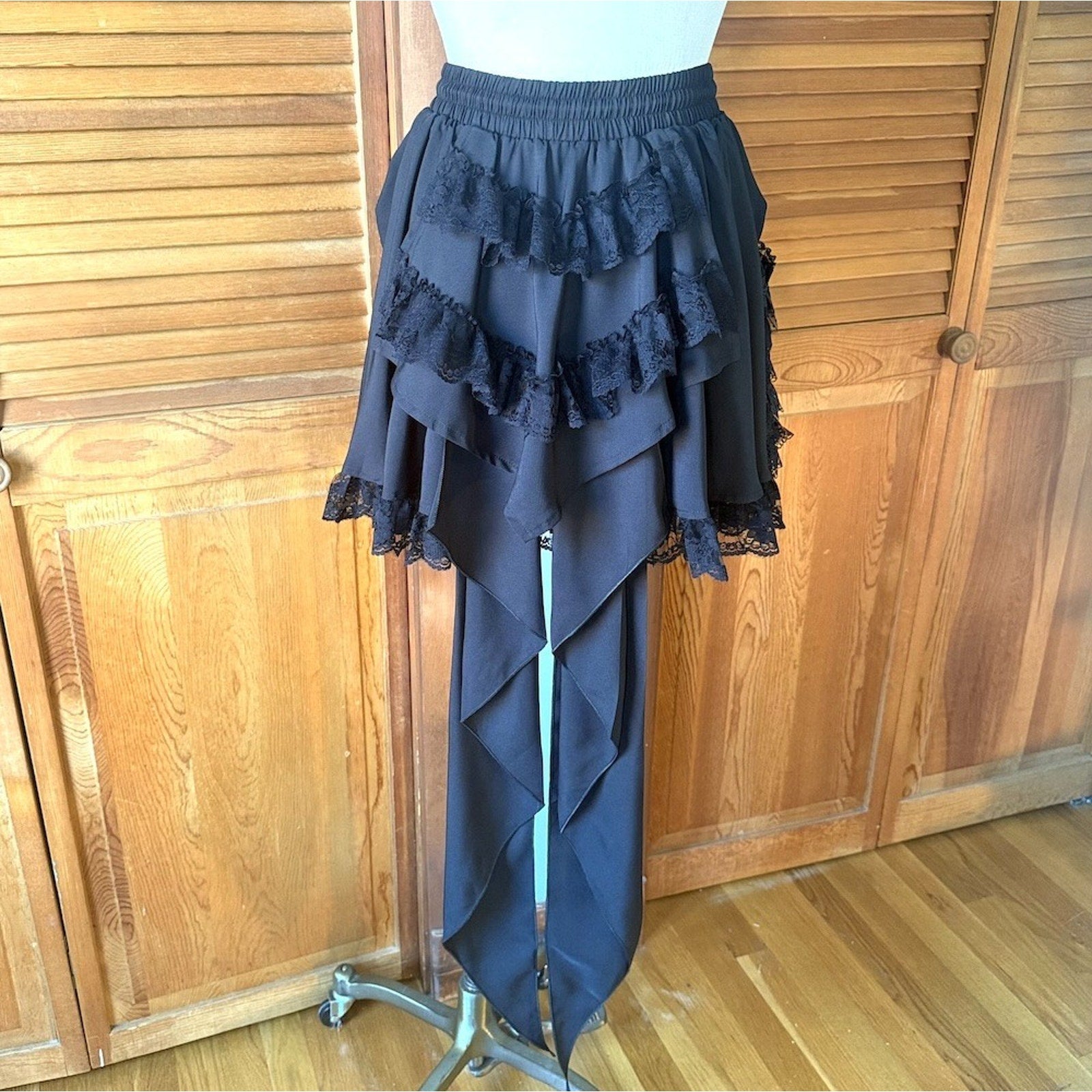 Dark in Love Gothic Victorian Vampire BlackSatin & Lace Coffin Mini Skirt OS