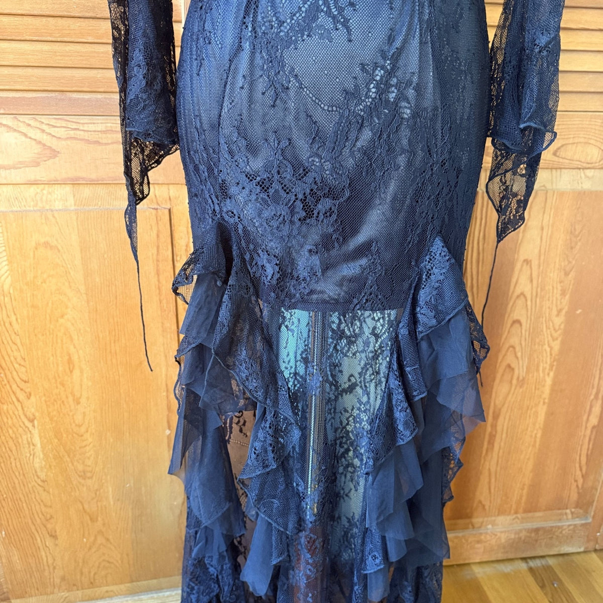 Dark In Love Gothic Victorian Vkei Black Lace Swallowtail Mermaid Dress