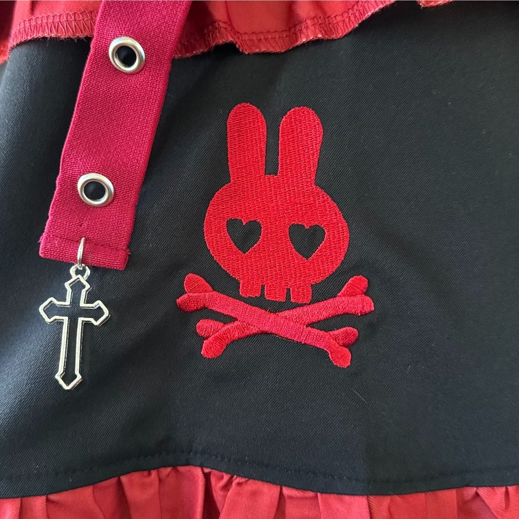 ACDC Rag Lolita EGL Goth Punk Emo Mad Death Rabbit Black & Red Mini Skirt Skort