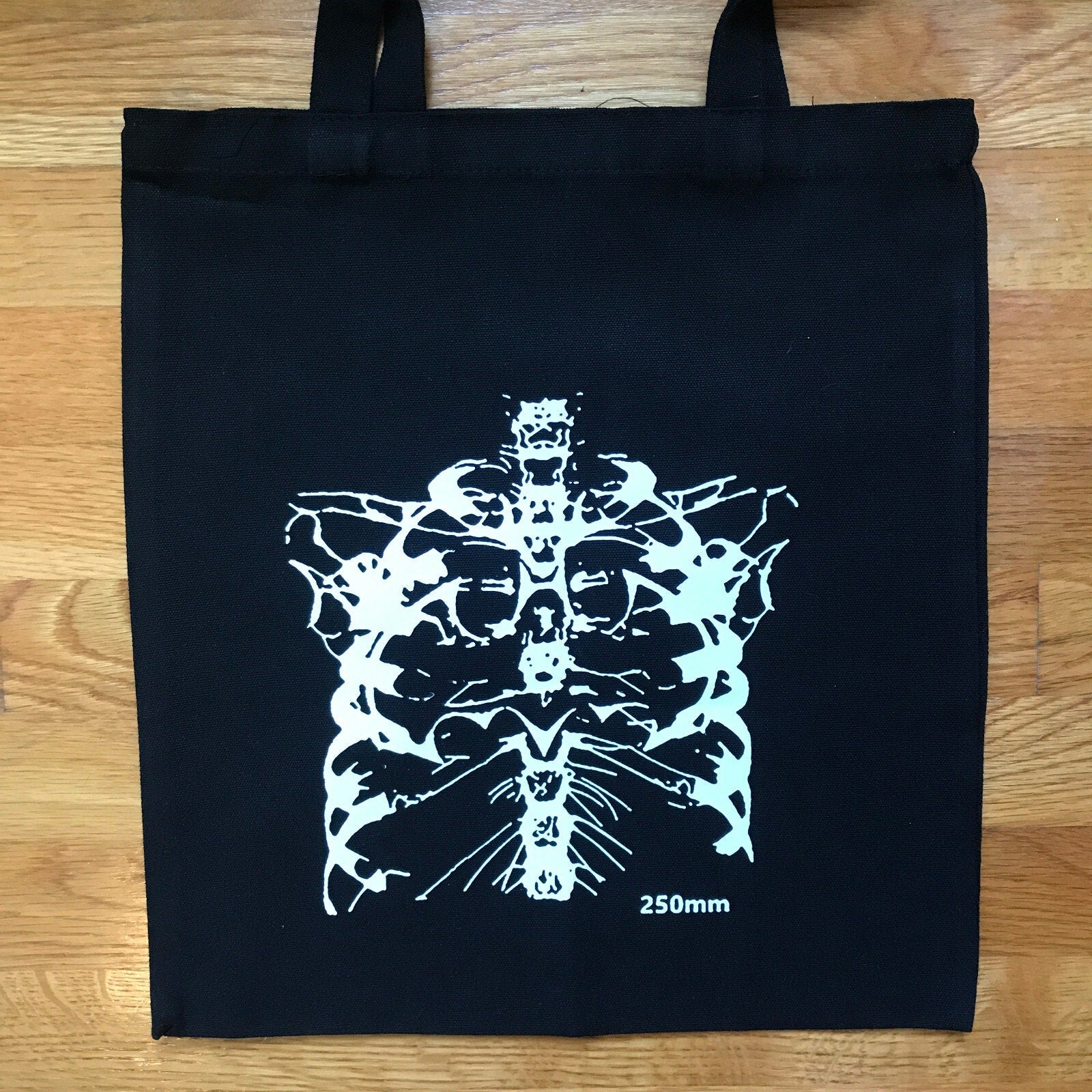 Punk Goth Emo X-Ray Skeleton Bone Black Canvas Tote Bag