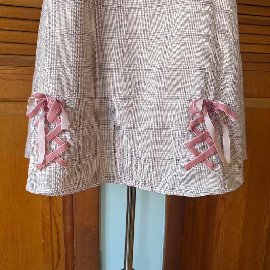 Liz Lisa J-Fashion Gyaru Kawaii Dollcore Pink Plaid Lace-Up Dress XS-S