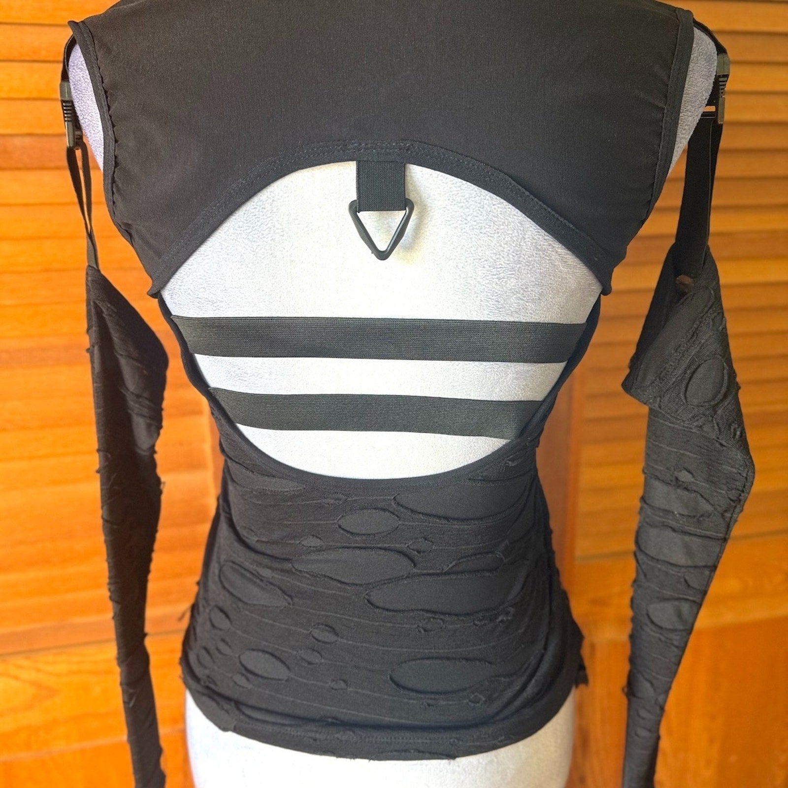 Vintage Lip Service Goth Punk Steampunk Cyber Sniper Black Hooded Top XS