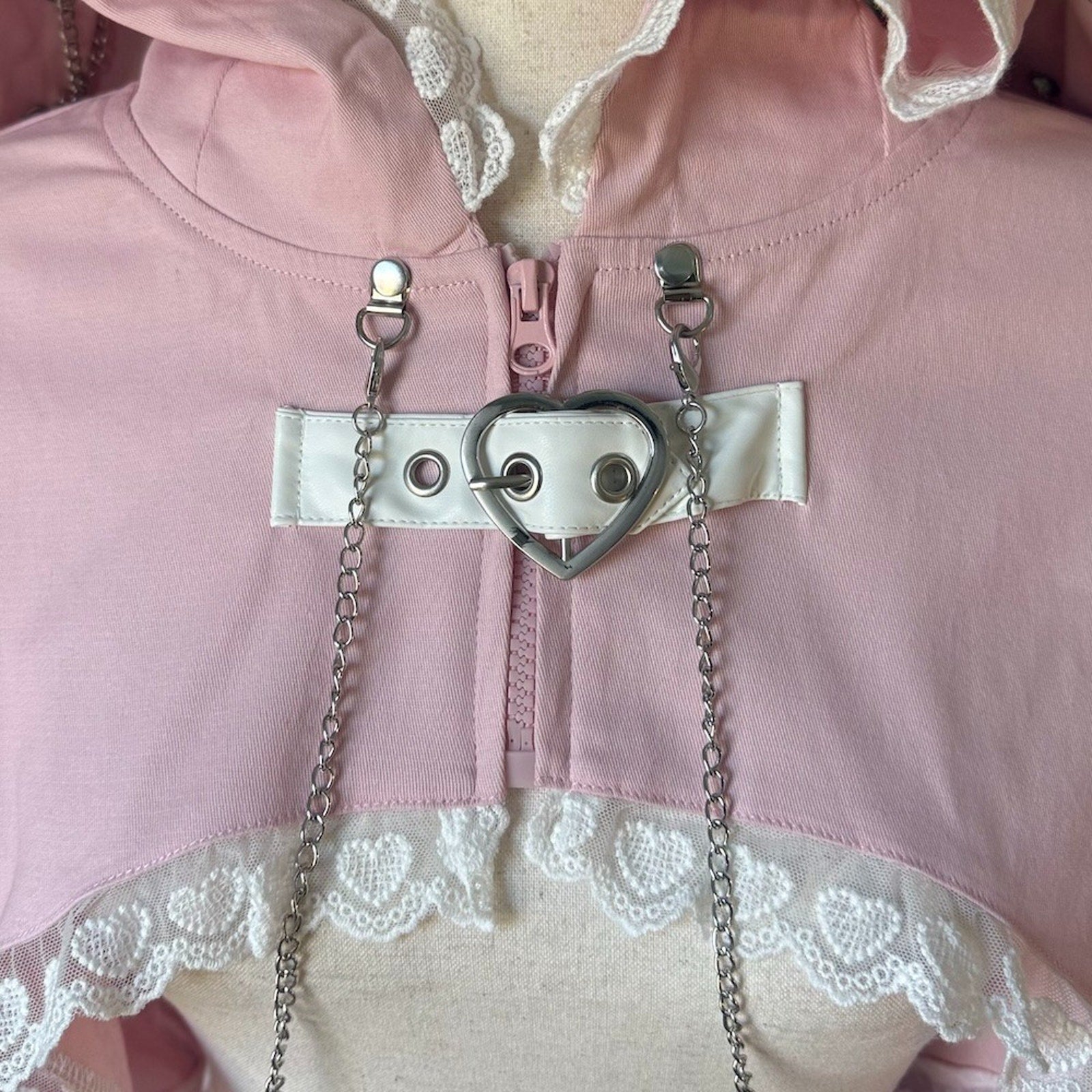 ACDC Rag J-Fashion Gyaru EGL Punk Bunny Heart Cross Bows PINK Hoodie Jacket
