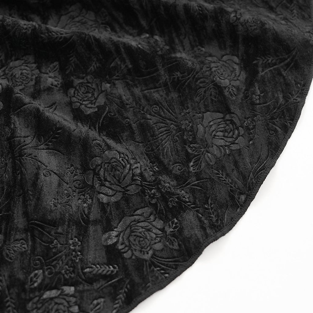 Devil Fashion Gothic Victorian Vampire Black Velvet Rose Princess Peplum Top XS