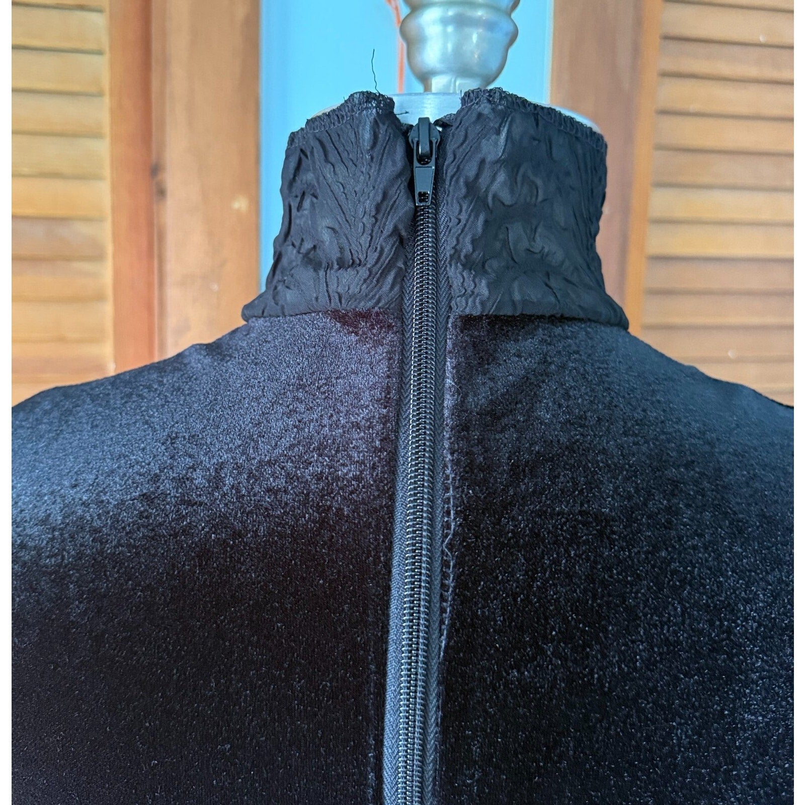 Vintage Phaze Gothic Victorian Vkei Dark Waves Black Velvet High Neck Dress