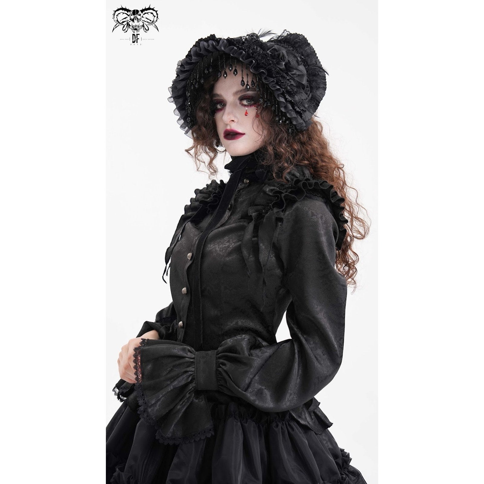 Devil Fashion Gothic Victorian Aristocrat Vkei Ruffle Shoulder Shirt Top