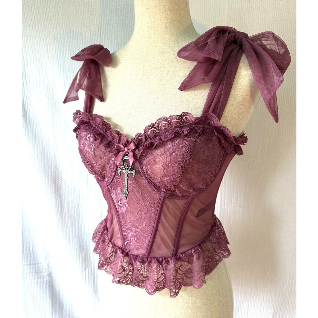 Dolls Kill Widow Vampire Princess Gothic Victorian Whimsigoth Bustier Bow Top