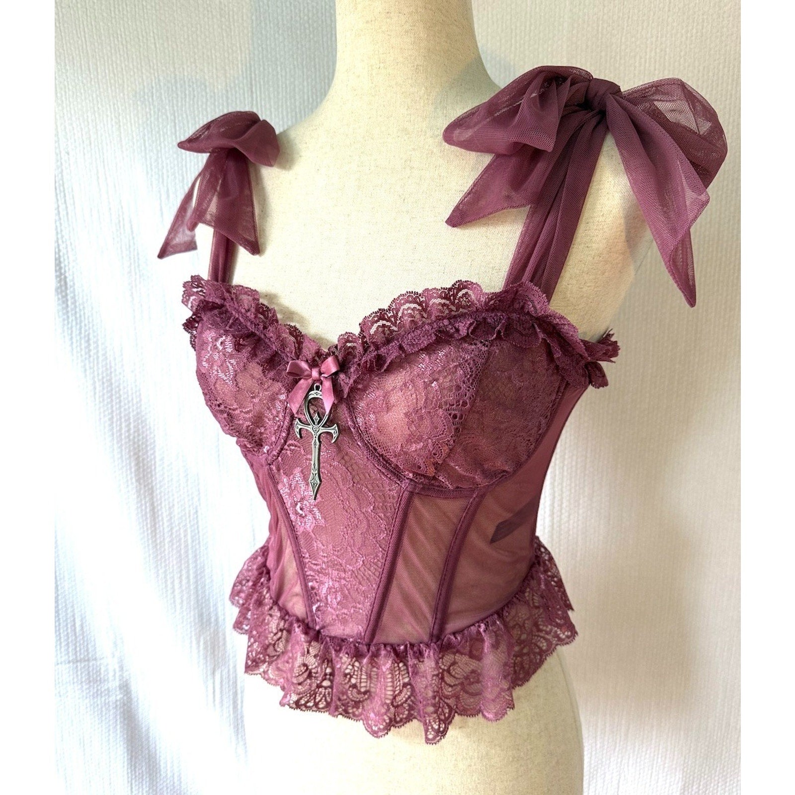 Dolls Kill Widow Vampire Princess Gothic Victorian Whimsigoth Bustier Bow Top