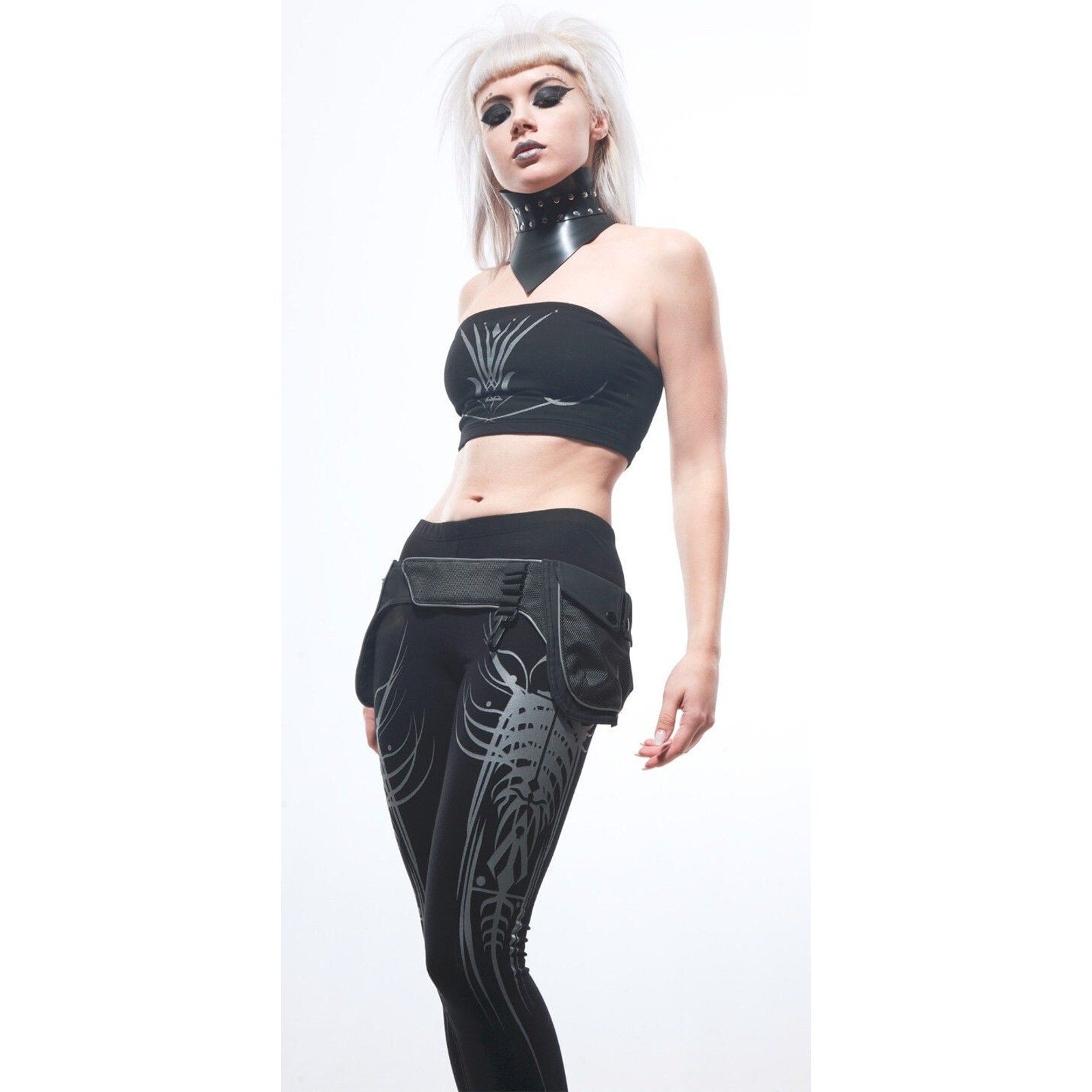 Lip Service Millennium Moon Goth Punk Cyber Tribal Goth Boob Top Black/Black XL