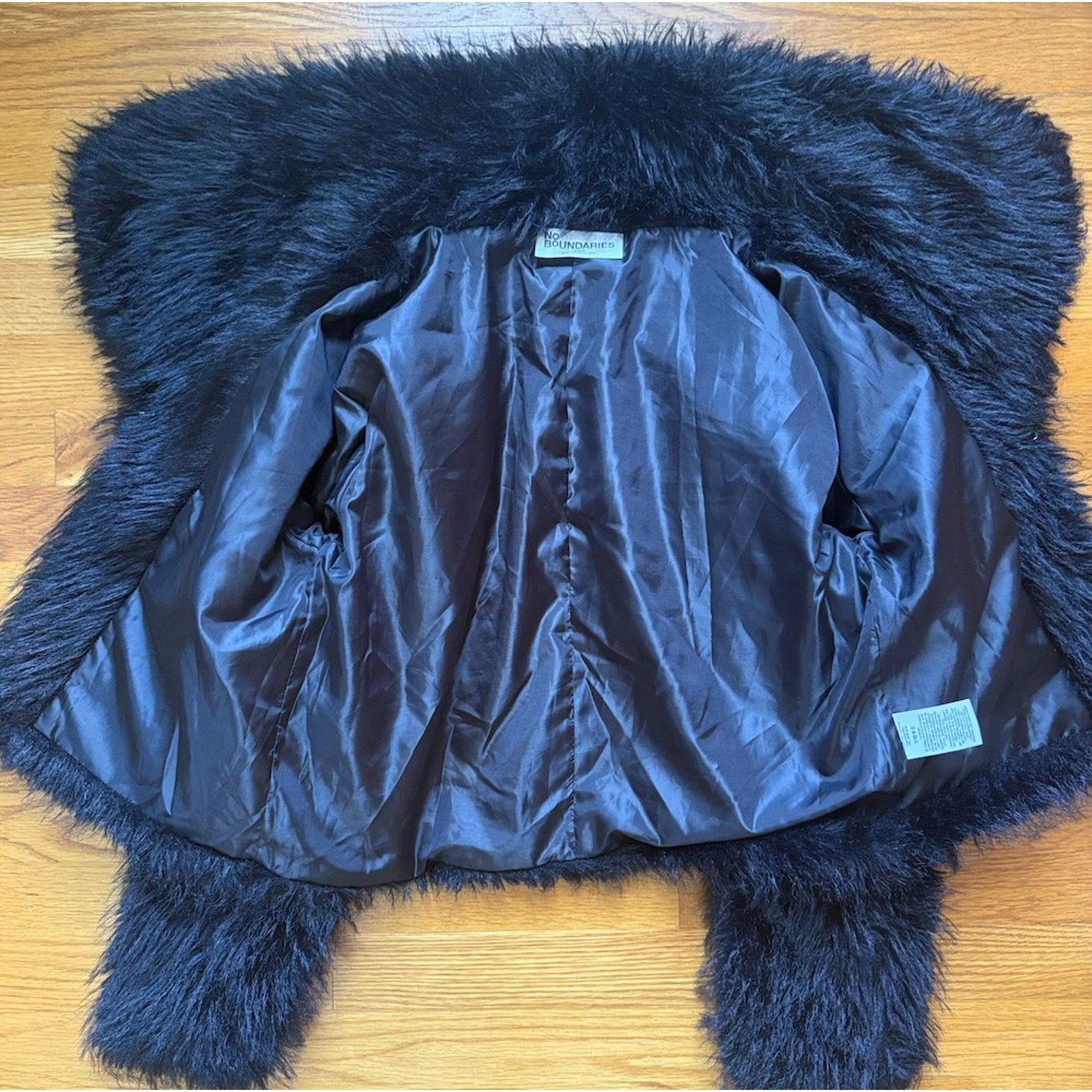 Gothic Victorian Punk Glam Rave Emo Alternative Black Faux Fur Jacket XS-L