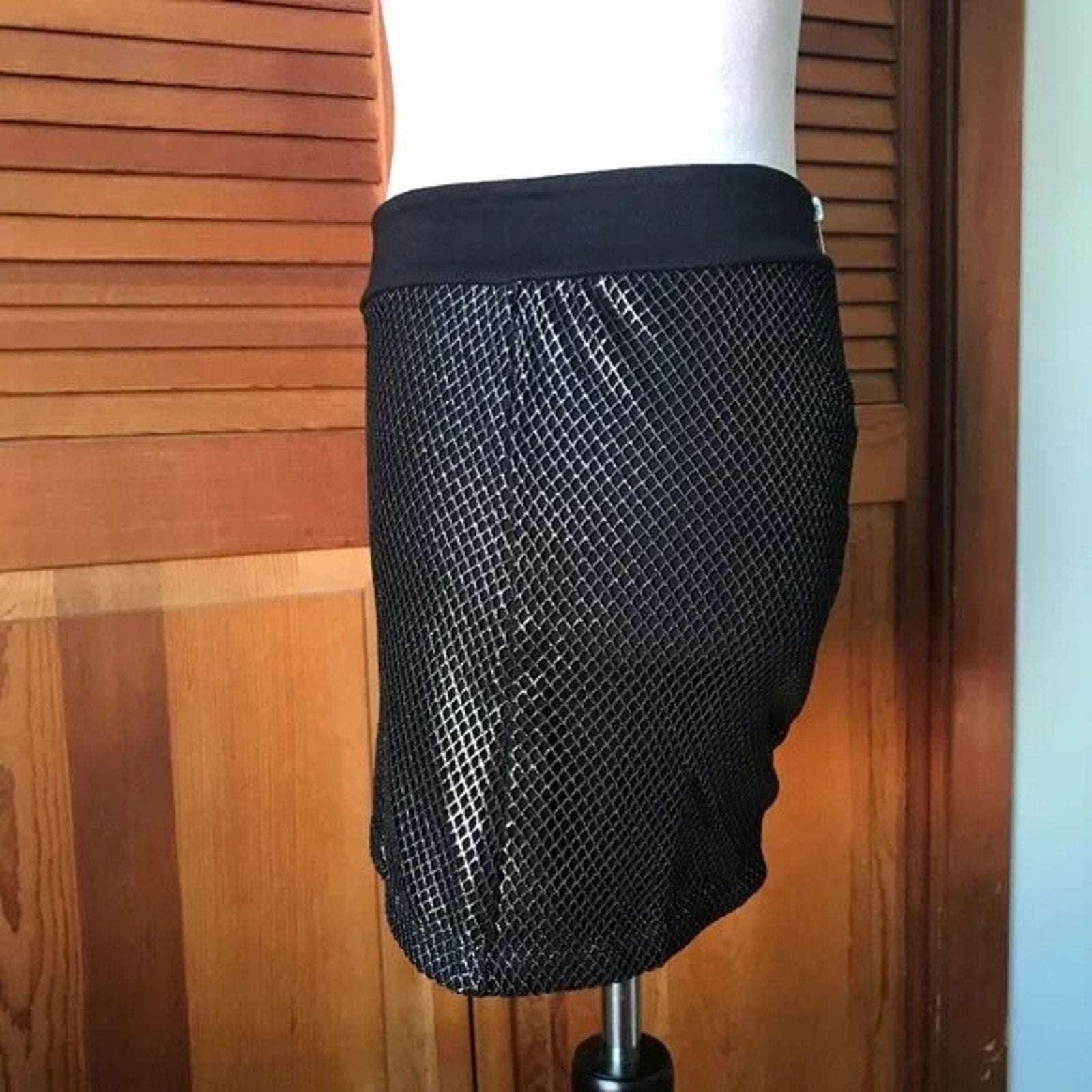 Lip Service Vintage Y2K Star Fishnet Goth Punk Glam Silver Mini Skirt M
