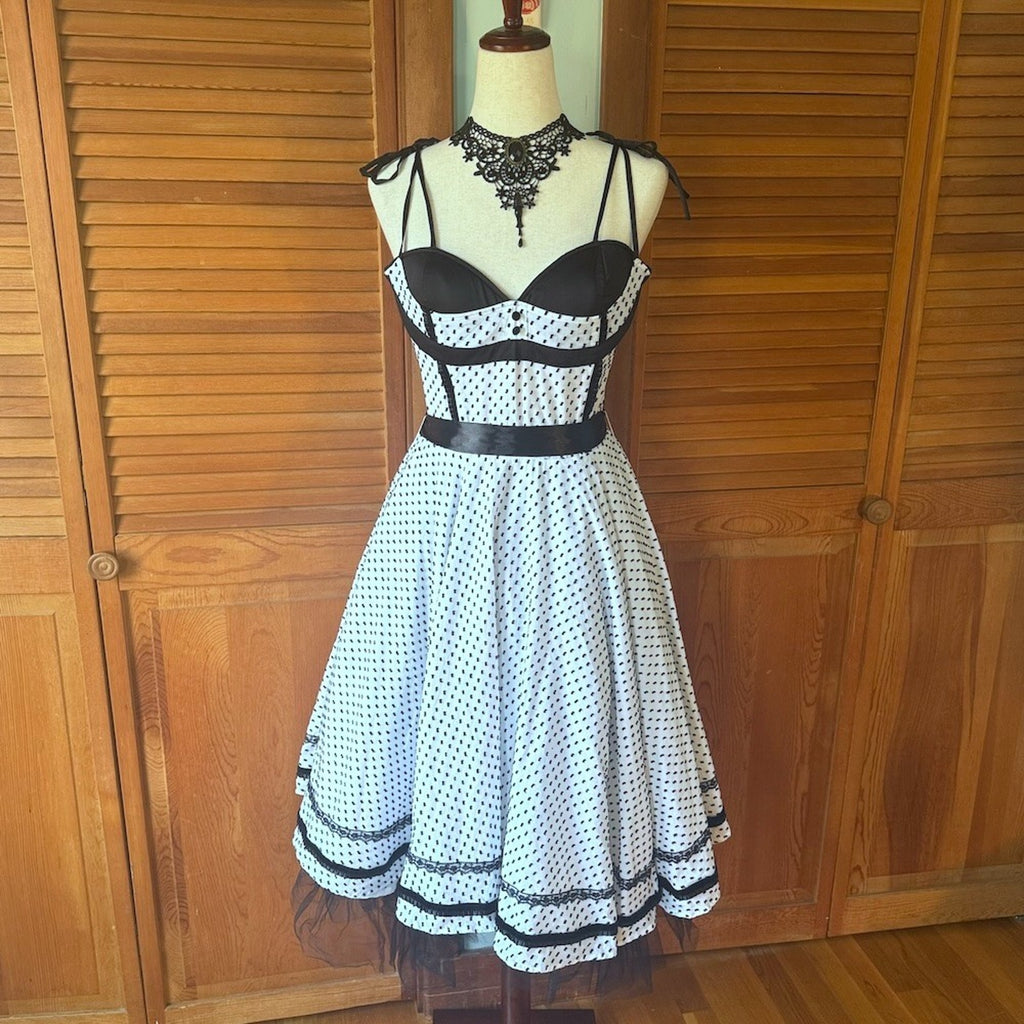Vintage Lip Service Devil Dolls III Goth Pinup Girl Retro Dolly White Dress M-L