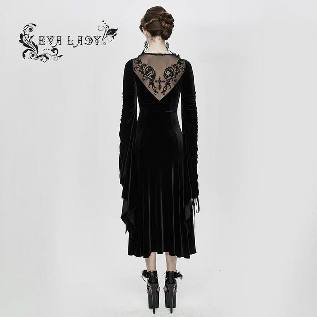 Devil Fashion Gothic Victorian Vampire Cruel Mistress Black Velvet Gown