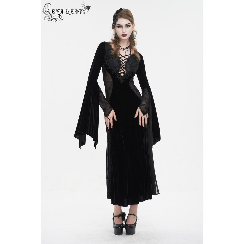 Devil Fashion Gothic Victorian Vampire "Velvet Maiden" Lace Long Gown Dress