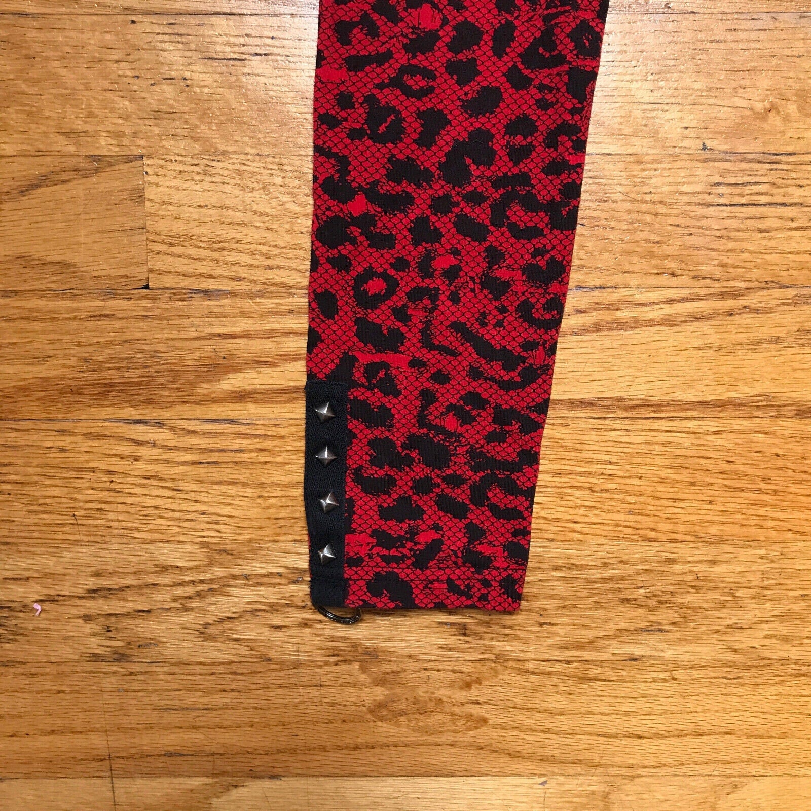 Vintage Lip Service Y2K Punk Goth Black Red Leopard D-Ring Leggings S