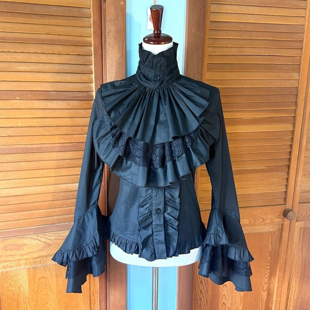 ACDC Rag Gothic Lolita EGL Victorian Aristocrat Ouji Black Jabot Shirt S