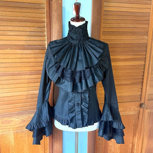 ACDC Rag Gothic Lolita EGL Victorian Aristocrat Ouji Black Jabot Shirt S