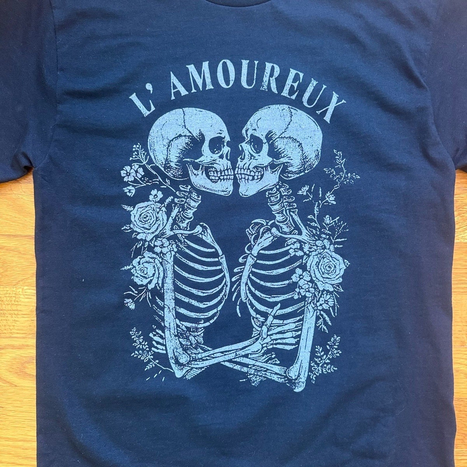 Gothic Victorian Vampire Vkei Tarot The Lovers Black Skeleton Rose Tee T-Shirt