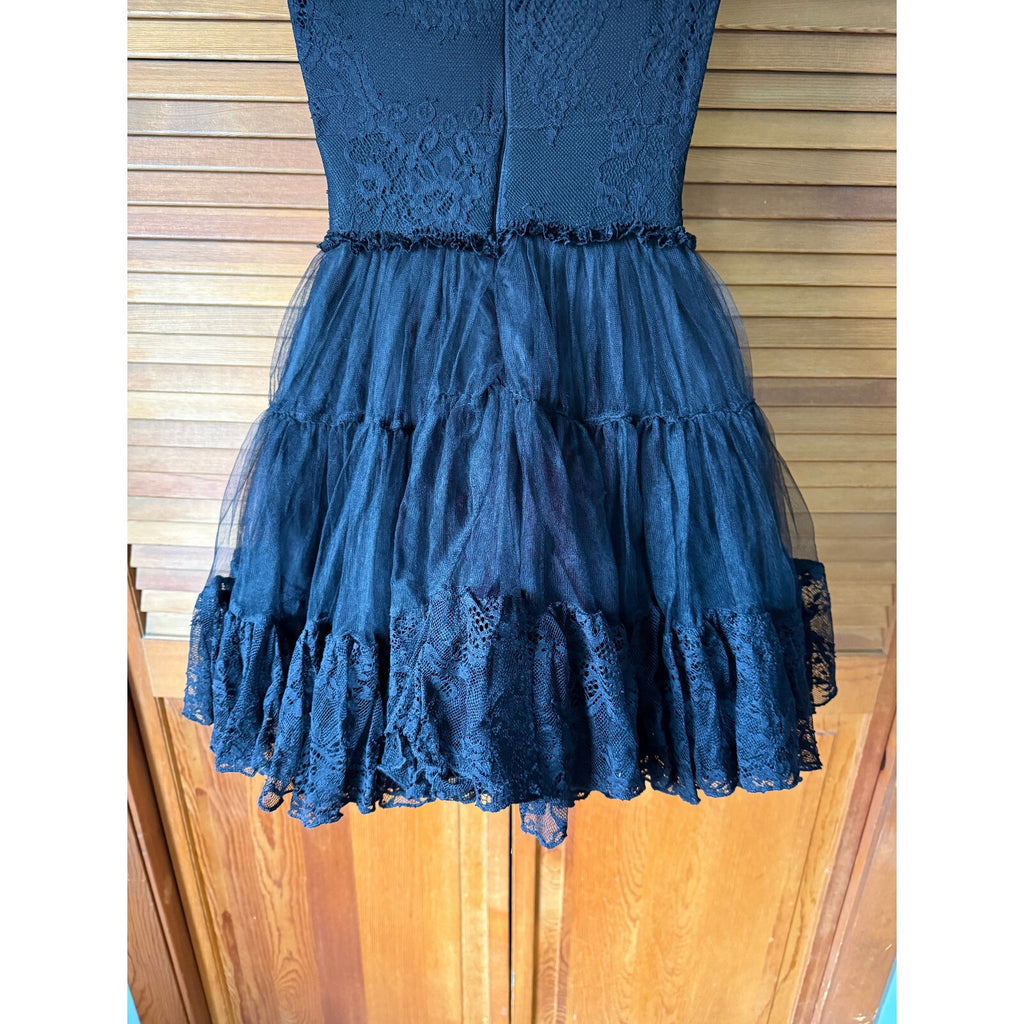Killstar Gothic Lolita Victorian Coquette Black Lace & Bow Short Dress XS
