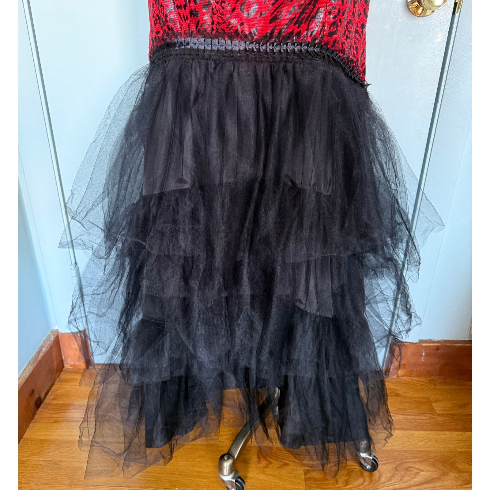 Vintage Lip Service Leopard Liaisons Burlesque Pinup Cabaret Goth Gown Dress S