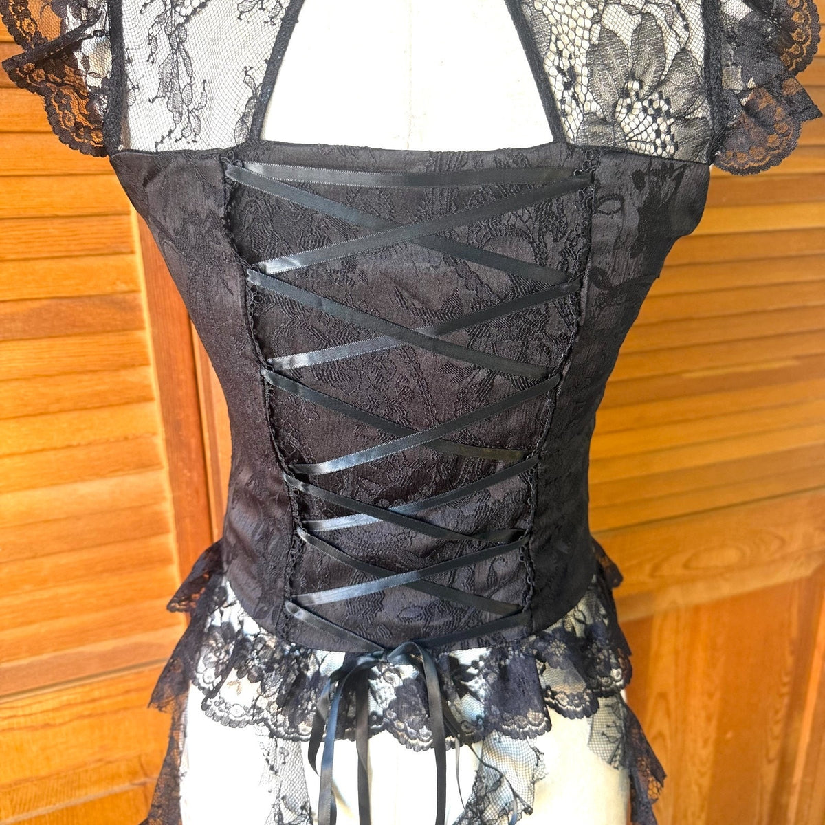 Dark In Love Gothic Victorian Dark Fairycore Baroque Lace Jabot Bustier Top