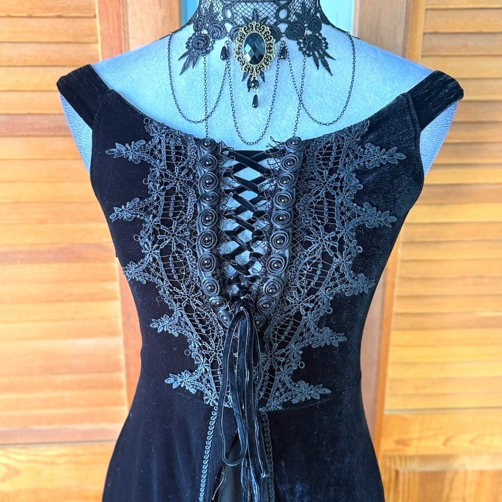 Devil Fashion Gothic Victorian Vampire Vkei Black Velvet "Ricchi" Dress L-2XL