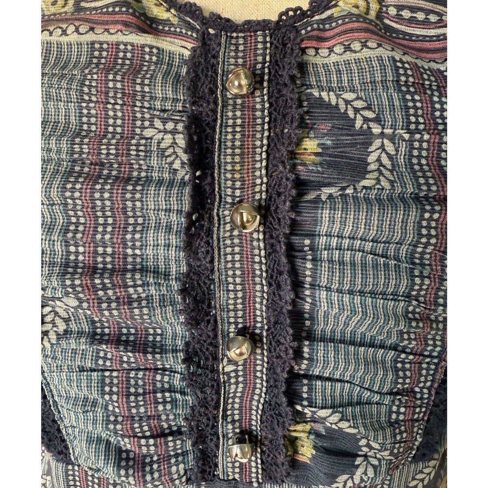 Axes Femme J-Fashion Jirai Kei Himekaji Blue Yellow Flower Medallion Dress M