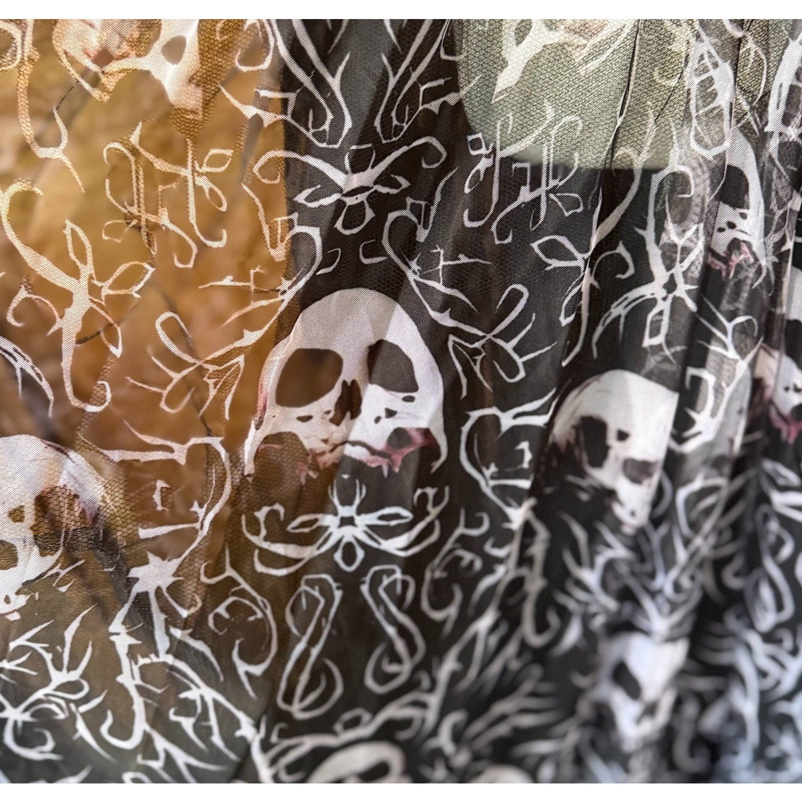 Dolls Kill Gothic Victorian Halloween Dance With Death Skulls Bones Dress Gown