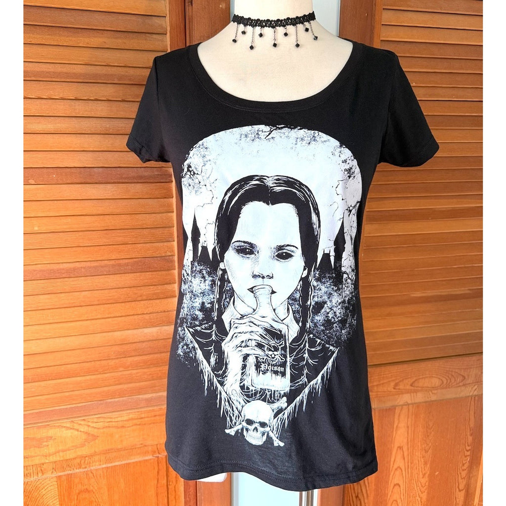 Vampire Freaks Punk Goth Choose Your Poison Wednesday Addams Tee M