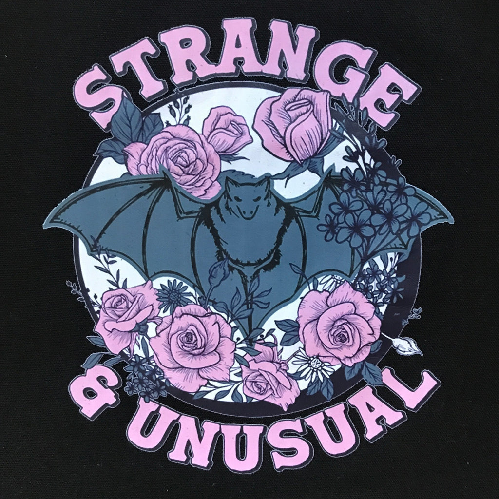 Gothic Lolita EGL Punk Pink & Black Strange & Unusual Bat & Roses Tote Bag