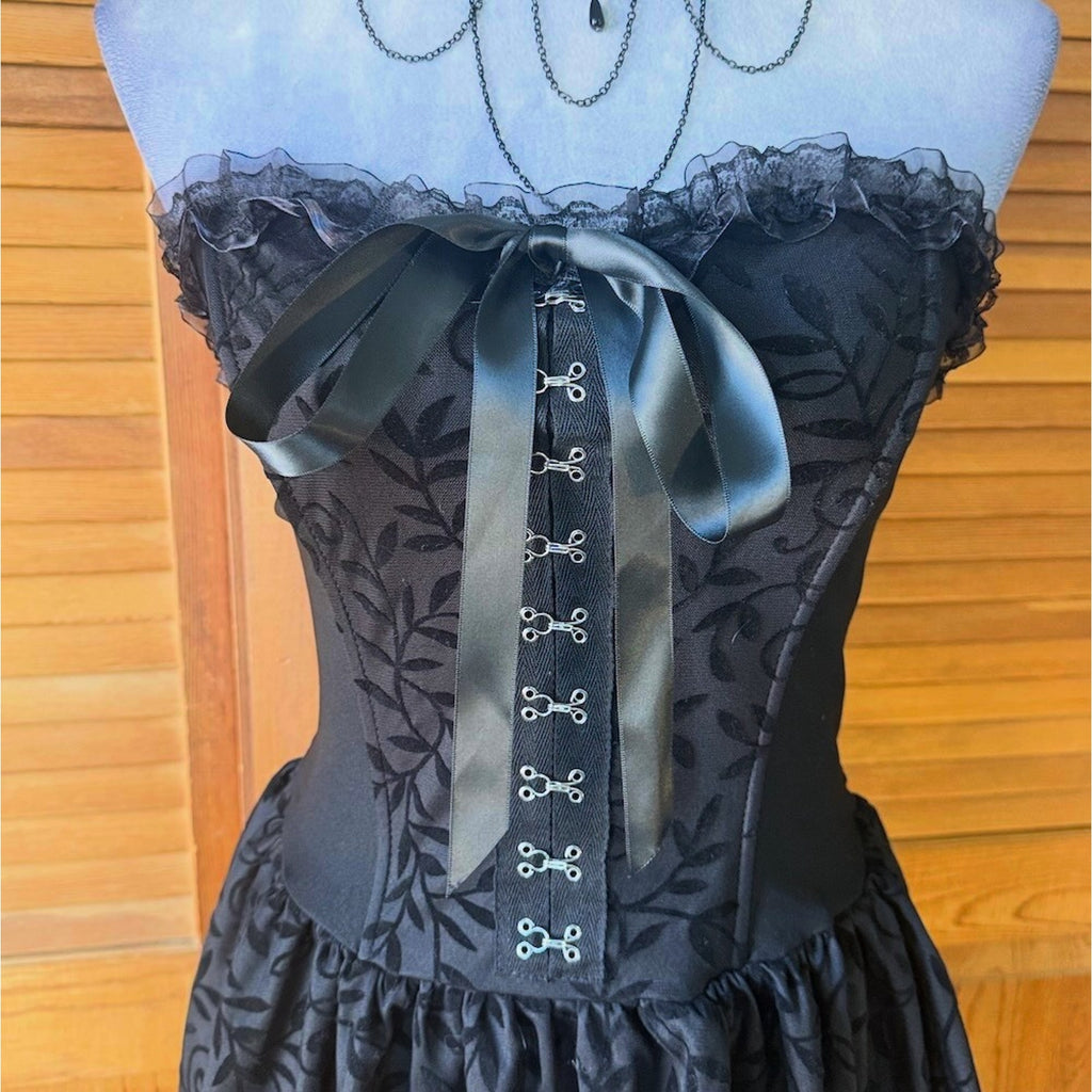 Garden Goth Victorian Dark Fairycore Witchcore Sinister Foliage Black Dress