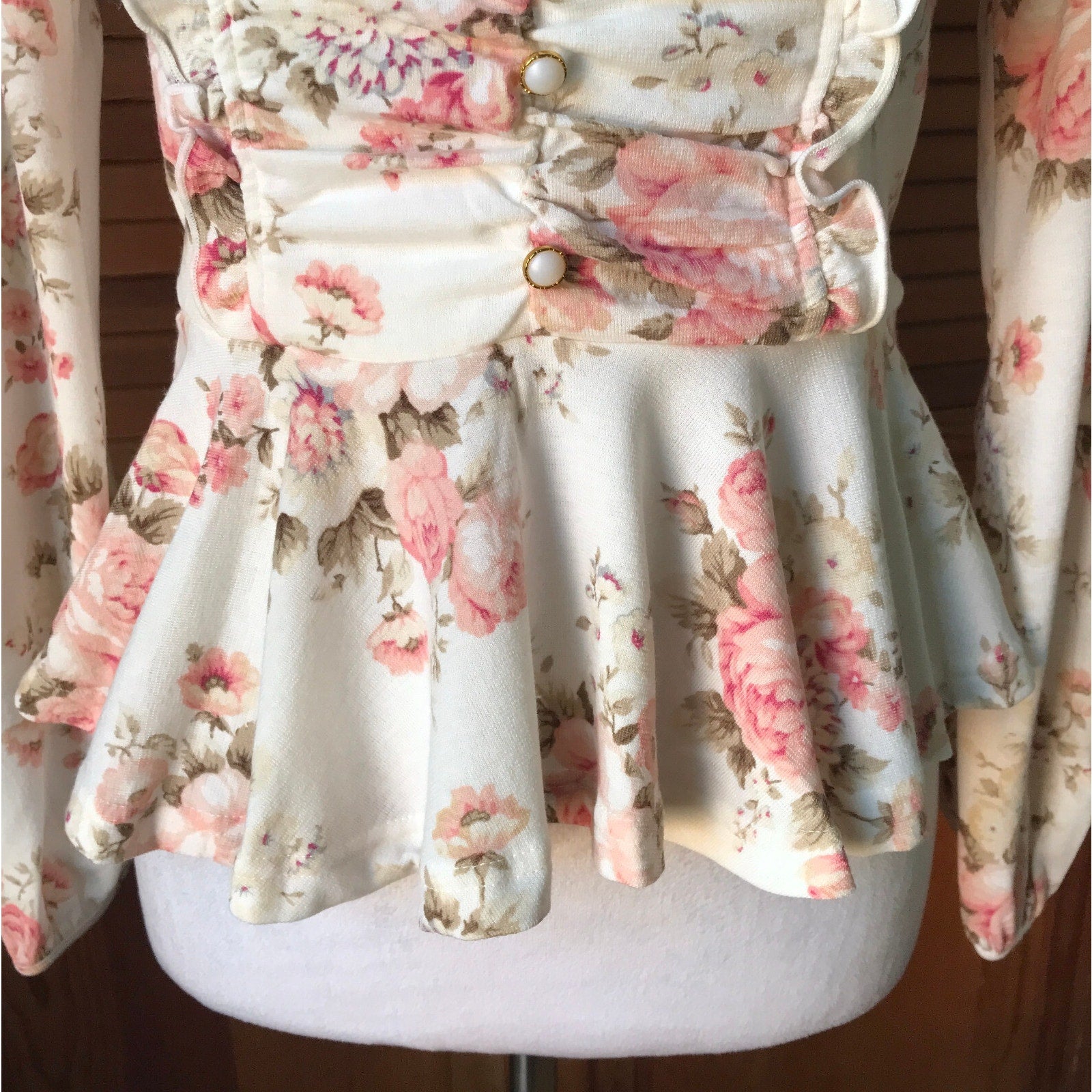 Liz Lisa Style Victorian Lolita Kawaii J-fashion White Pink Rose Peplum Top S