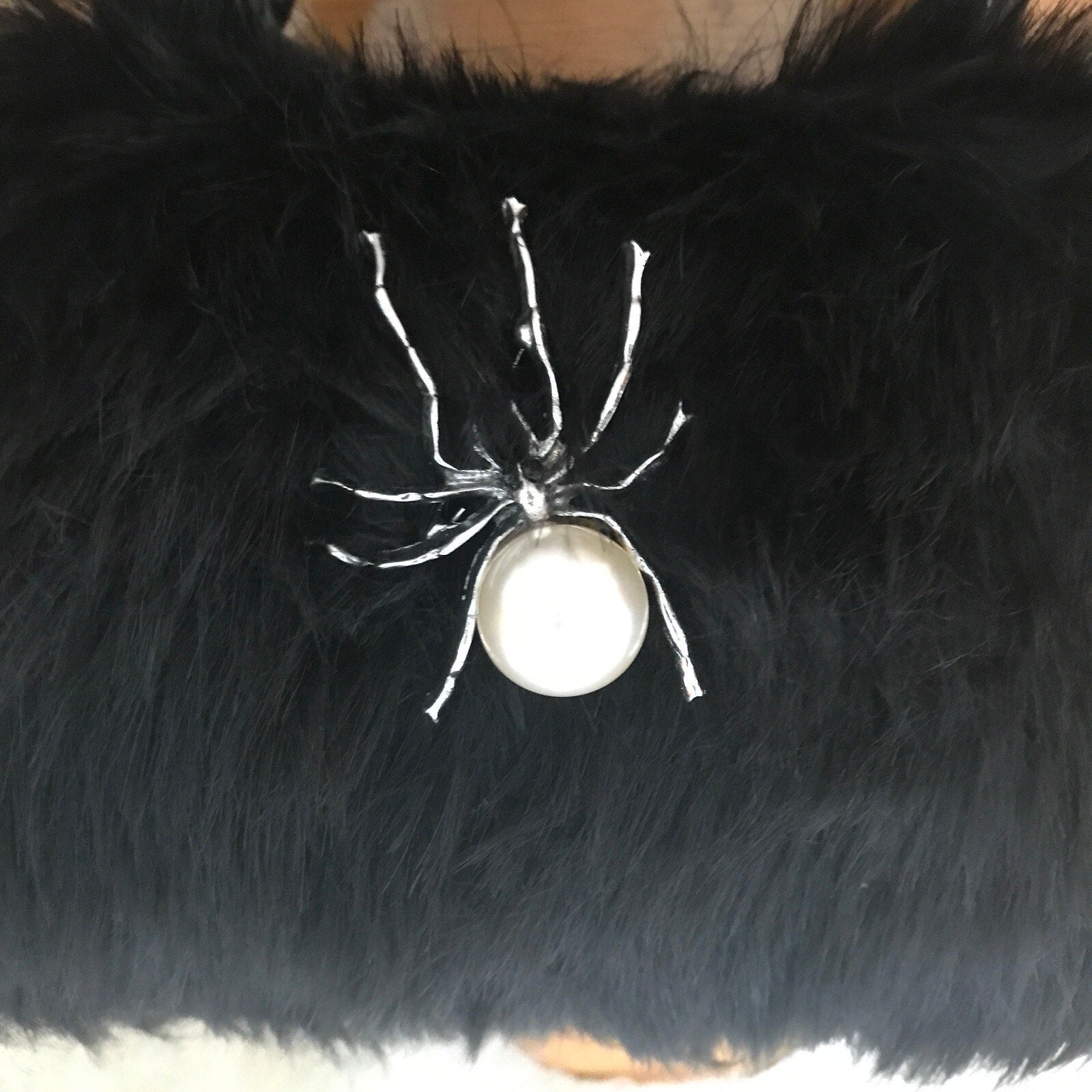 Goth Punk Cyber Lolita Kawaii Black Faux Fur Spider Tarantula Purse Bag
