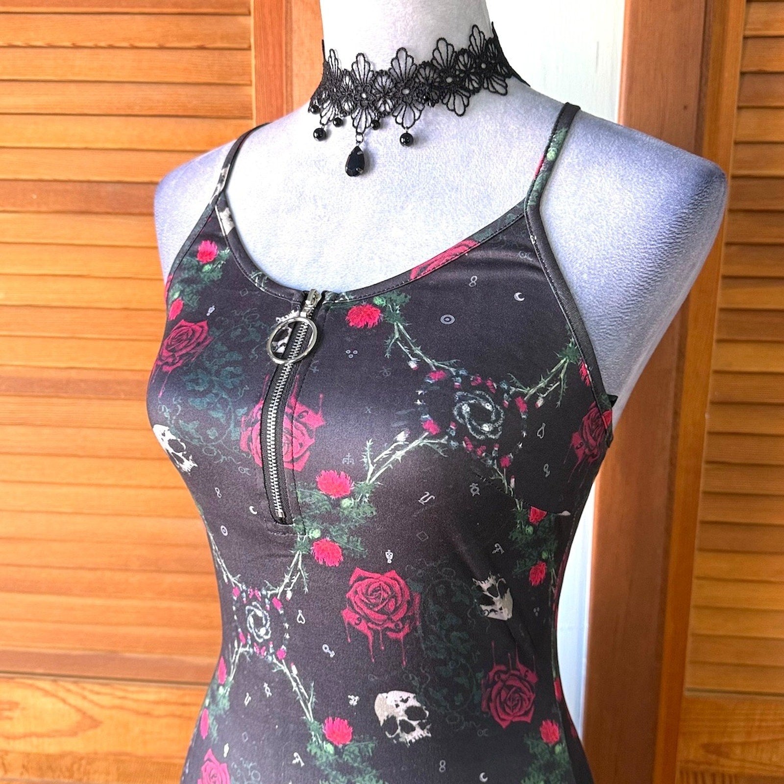 Jawbreaker Goth Punk Alt Emo Walk in the Cemetary Skull & Roses Mini Dress
