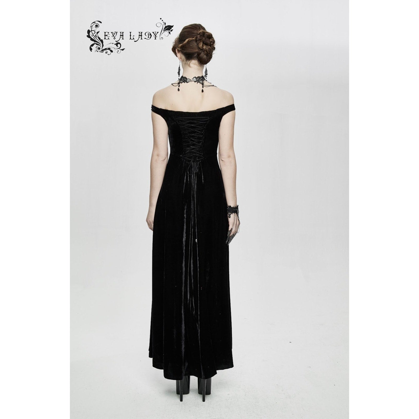Devil Fashion Gothic Victorian Vampire Vkei Black Velvet "Ricchi" Dress L-2XL